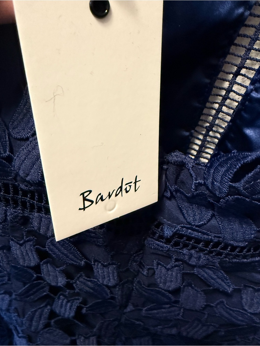 Bardot Gemma Coquette Party Blue Ink Floral Lace Halter Cocktail Dress NWT 4 - Picture 7 of 8